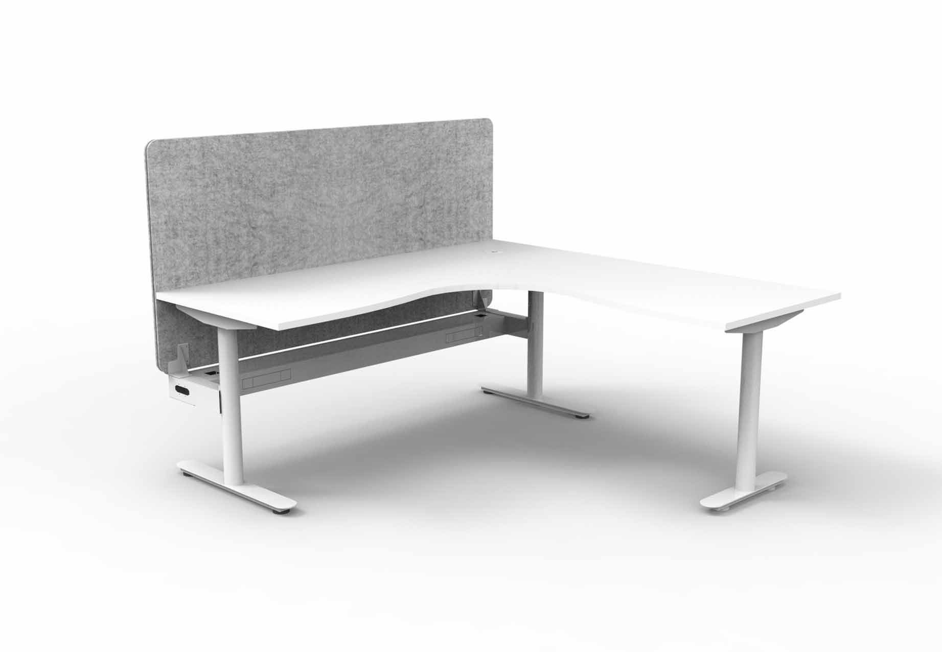 Halo Static Corner Workstation - Cable Tray and Eco Screen